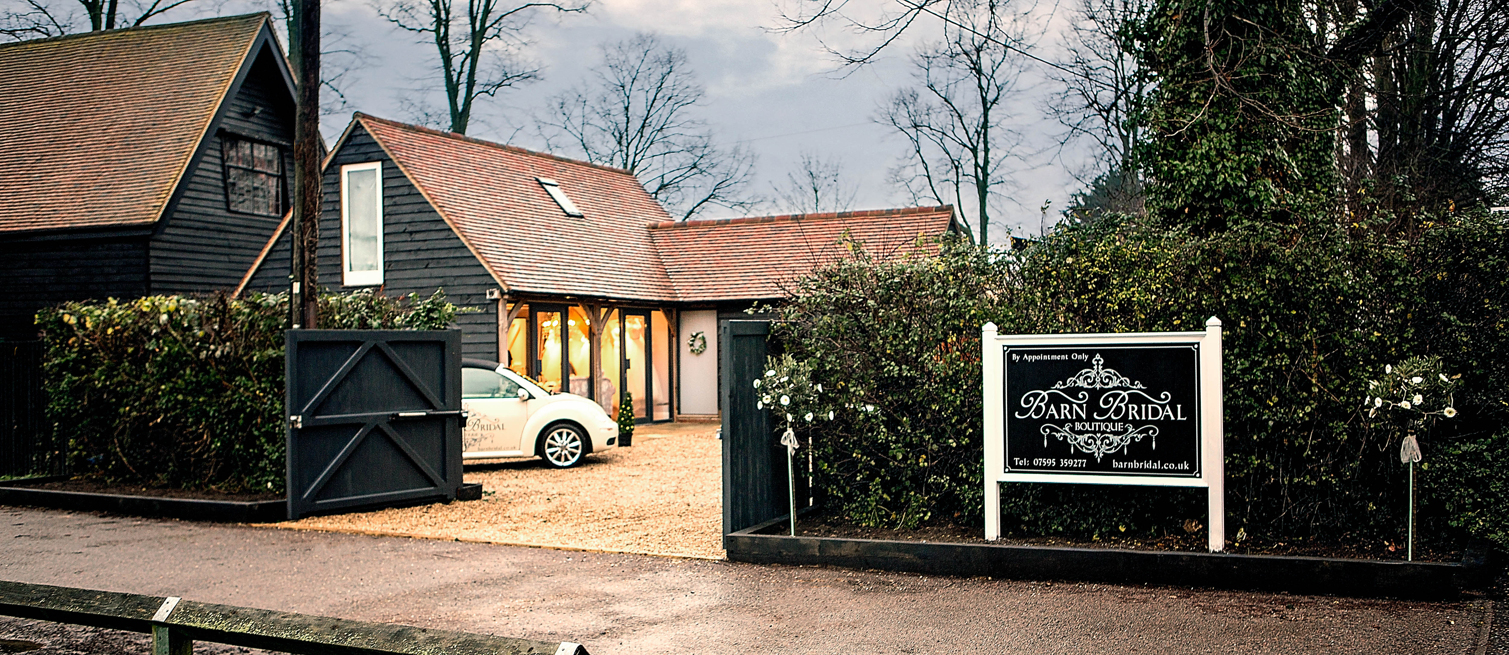 Barn Bridal Boutique entrance with parking in Witham, Essex